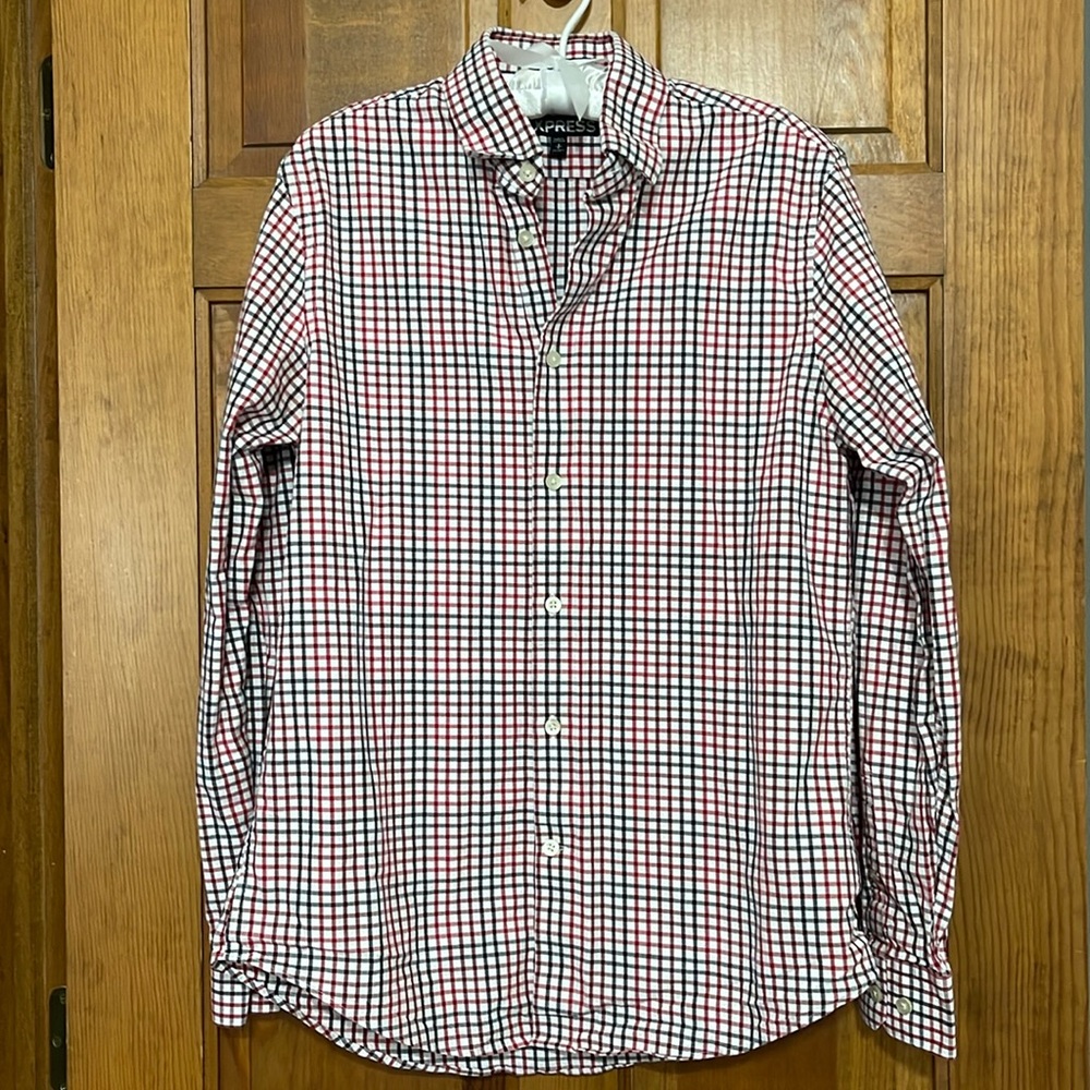 Express Men’s Patterned Long Sleeve Button Down Dress Shirt